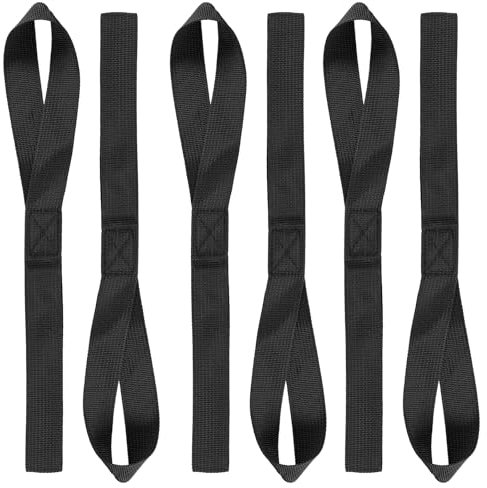 PATIKIL 12x1 Soft Loop Tie Down Straps, 6Pcs 220lb Load Capacity 1100lb Breaking Strength Strap Loops for Securing ATV UTV Motorcycles Bikes Cargo, Black