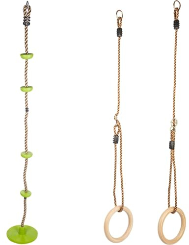 small foot Tellerschaukel mit Kletterseil, Outdoor-Schaukel & Klettergeräte und Schaukeln Turnringe aus Vollholz