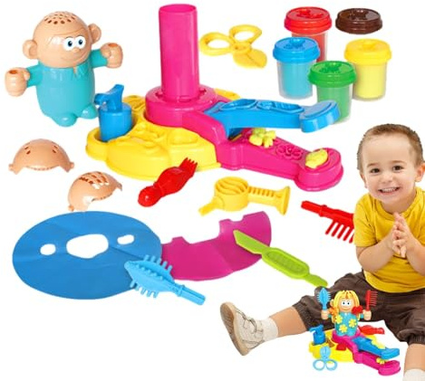 Dough Haircut Set | Sensory Crazy Cuts Hair Salon Activity - Pretend Play Barber Toys, Fun Christmas Birthday for 3+ Years Old