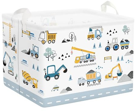 HUUMONSS Grande Cesta Porta Biancheria Bambini Auto Pieghevole Cestini Portaoggetti Giocattoli Vestiti per Bagno Cameretta, Gru, 36L