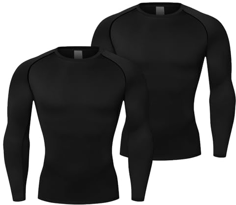 NuCamper Maglia Compressione Uomo, Maglietta Maniche Lunghe Maglia Termica, Maglie Funzionale Traspirante per Uomo, Palestra Compression Shirt Sportiva Asciugatura Rapida per Ciclismo Running