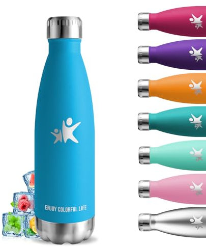 Gourde Isotherme 500ml, Anti-fuite, Inox, 24h Froid & 12h Chaud, Facile à Transporter, Sans BPA, pour Bureau, Voyage, Camping, École