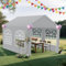 Froadp Stabiles Pavillon 3x4 Zelt mit rundem Stahlrohr, PE-Dachplane & Fenster-Seitenwänden – Hochzeitszelt Partyzelt 3x4 m als Pergola, Gartenpavillon oder Festzelt für Jede Feier(Grau)