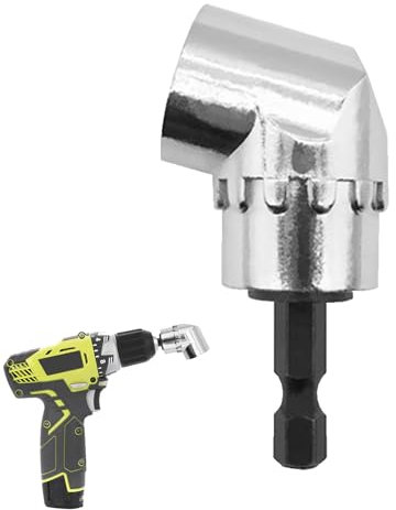 HELION 90 Degree Drill Adaptor, Right Angles Driver Angle Extender 105° Right Angle Drill Attachment, Flexible Drills Bit Extension with 1/4-inch Hex Shank Adaptor for Tight Corner Workspace