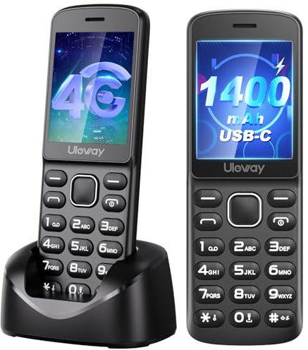 Tosaju 4G Volte Telefono con tasti senza contratto, 1400 mAh, lunga durata della batteria, sbloccato, telefono cordless Bluetooth, per anziani
