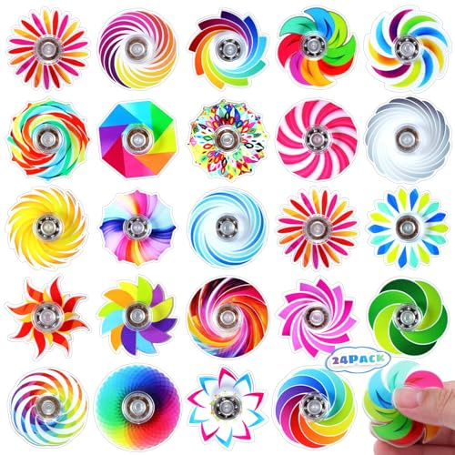 Makorobi 24 Pack Mini Fidget Spinner Toys Party Bag Fillers, Stress Relief Sensory Toys for Kids Teens, Treasure Box Toy for Classroom Prizes Supplies