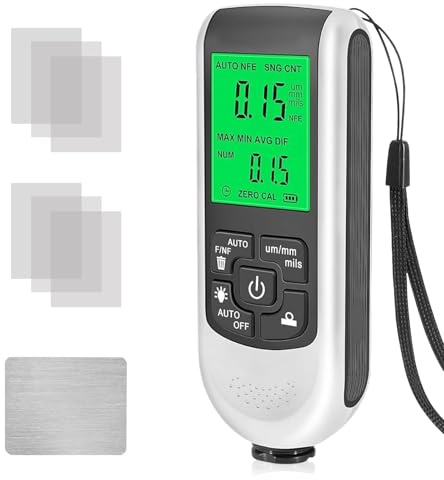 Tronisky Digital Coating Thickness Gauge, Paint Gauge Car with Portable Rope, 0-2000UM Paint Thickness Gauge for Car, Paint Coating Thickness Gauge with LCD Display Fe & NF for Used Car Buyers