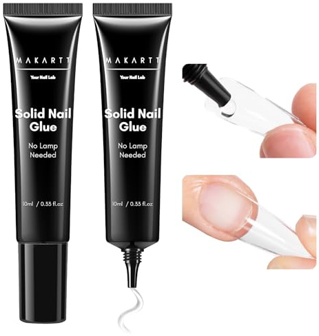 Makartt Adhesivo para Uñas Postizas - Adhesivo de Larga Duración para Uñas Press On, Pegamento Semi-Sólido Libre de HEMA, 20s de Secado al Aire sin Lámpara UV, Puntas de Uñas y Uñas Postizas 2Pcs