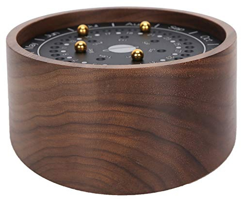 BAFOVY Planetkalender Träskrivbordskalender Valnöt och Aluminiumlegering 9,1 X 9,1 X 4,4 Cm Kinesiskt Solur Datumvisning Manuell Skrivbordsdekor för Kontorshemmet (Svart)
