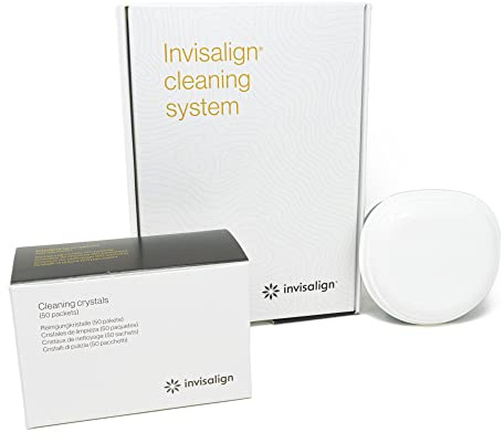 INVISALIGN Cleaning Crystals for Clear Aligners and Retainers with Tub, (50 Packets)
