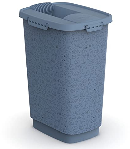 Rotho MyPet Cody - Contenedor de alimentos para mascotas de 25 l con tapa, plástico (PP), sin BPA, azul, 25 l (33,0 x 25,0 x 46,3 cm)