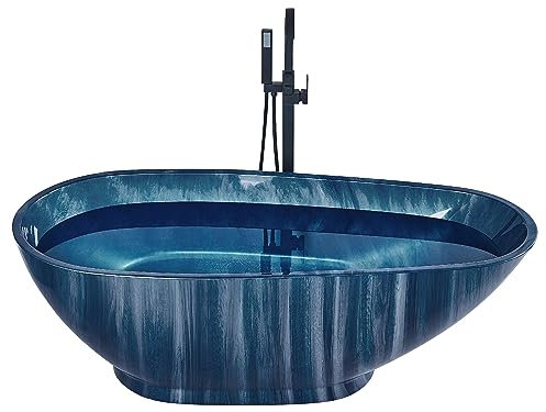 Vasca da Bagno Freestanding in Acrilico Sanitario Blu Navy Ovale 170 cm