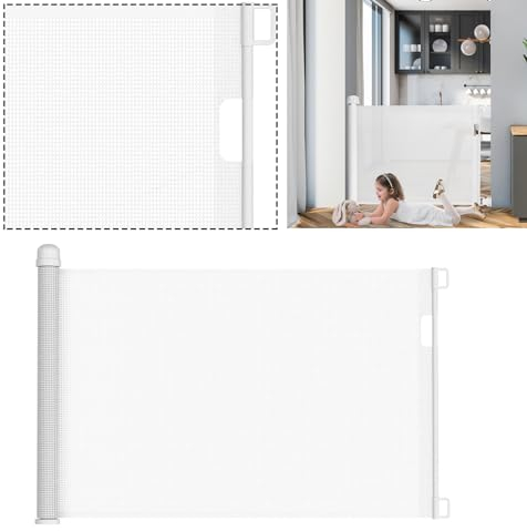 YUENFONG Trappskyddsgaller, dörrskyddsgaller, 87 x 150 cm, trappskydd, dörrgaller, avstängningsgaller, utdragbar infällbar dörr för baby och husdjur (0–150 cm, vit)