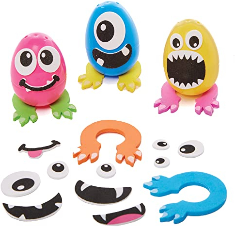 Baker Ross FX531 Monster Egg Kits - Pack of 8, Egg Arts and Craft Kits for Kids