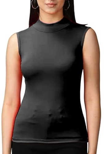 Prime fashions - New Ladies Turtle Neck Sleeveless Stretch Plain Polo Top Women’s Jumper – Casual Wear – Roll Neck – Summer Wear (M-L, Black)