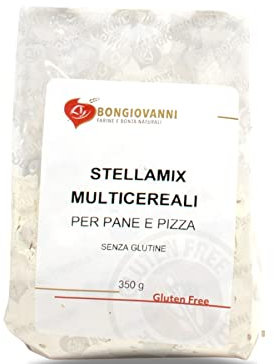 BONGIOVANNI FARINE E BONTA' NATURALI Stella Mix, Farina di Sorgo, Farina di Mandorle, Miscela Multicereali per Pane e Pizza Senza Glutine, Ideale per Celiaci Confezione da 350gr