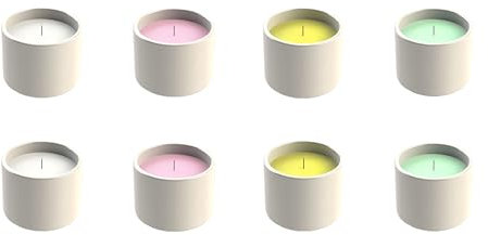 Juego de 8 cuencos de llama de citronela para exteriores, velas de terracota, para tu jardín, juego de 8 unidades, 15 horas de combustión, diámetro de 9,8 x 6,2 cm (blanco, rosa, verde, amarillo)