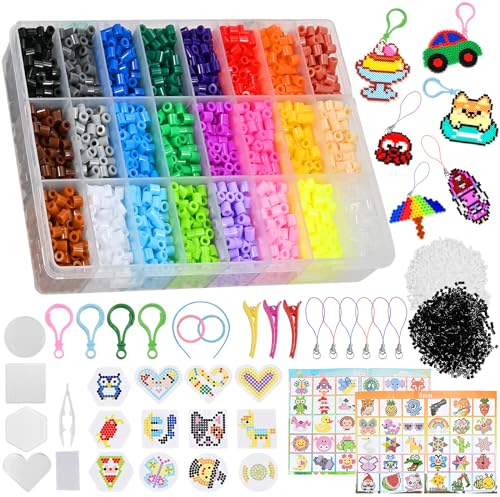 Faburo Hama Beads, 6300 Stück, 5 mm Bügelperlenset, Bügelperlenset mit einer Aufbewahrungsbox, Bügelperlenset für Geburtstag, Weihnachten, Geschenk für Kinder, DIY