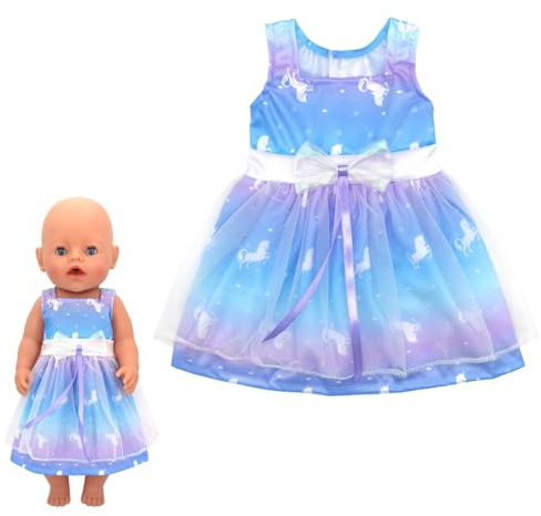 XPEX 1 Pièces Vetement Poupee, Robe Vêtements De Poupée pour New Born Baby Poupée, Barboteuse Licorne Vêtement pour Baby Doll Poupée pour Poupée 35-45 Cm(B)