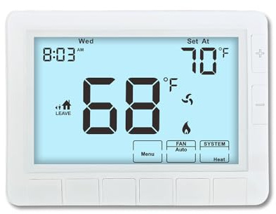 Programmable Thermostat for Home,Auto Changeover Heat Pump Thermostat for Multi-Stage,2 Heat/2 Cool or 4 Heat/2 Cool, Ultimate Comfort,Extra Large Display,White Backlight