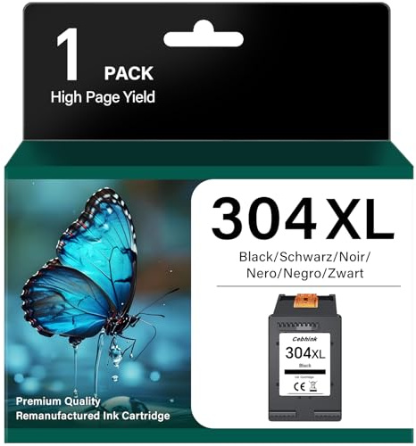 Cebhink 304 XL Druckerpatrone für HP 304 Druckerpatronen Schwarz Kompatibel mit HP 304 Schwarz mit Envy Envy 5030 5010 5020 DeskJet 3750 3760 2620 2600 3720 1 Stück