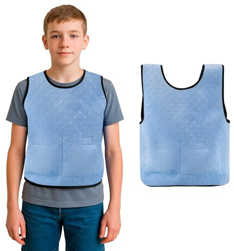 Weighted Vest for Kids with Sensory Needs,Weighted Adjustable Compression Vest-Deep Pressure for Children with Autism,ADHD,SPD Girls & Boys,Includes 3lbs Removable Weights (Blue, L (10+ years))