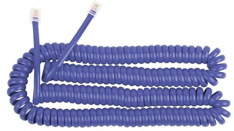 Uvital Telephone Handset Cable 5 Meters, RJ9 Coiled Cord for Home Landline, Coiled Length 60CM to Uncoiled 5M, Blue Telephone Cable RJ9/RJ10 4P4C