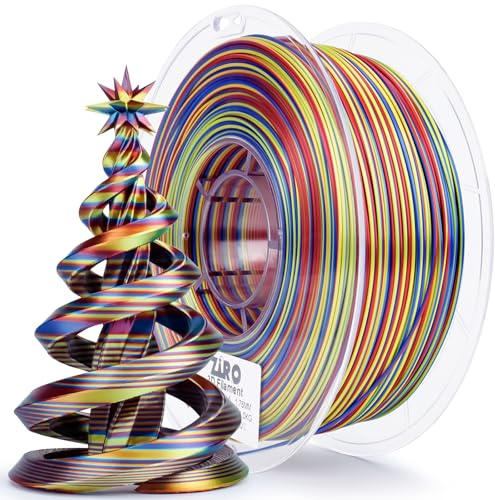 ZIRO Seta Strisce Filamento PLA Multicolore 1.75mm, Cambio Colore Rapido Seta PLA Strisce Serie 1kg, Arcobaleno Setoso Ruotato Filamento per Stampante 3D, Strisce Fuochi D'artificio