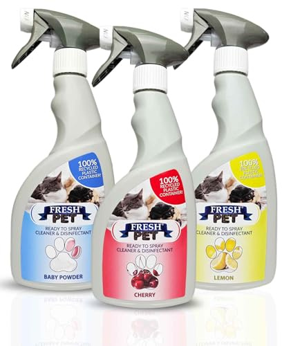 Fresh Pet Cleaner and Disinfectant Spray, 500ml, Pack of 3, Multiple Fragrances (Garden Pack)