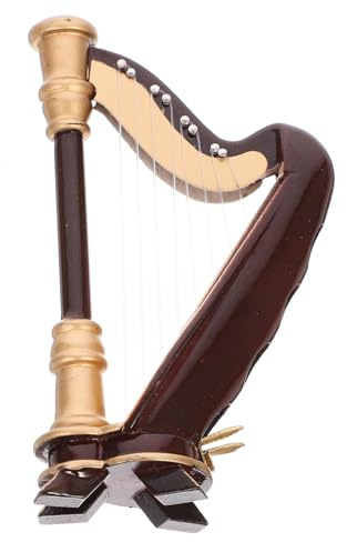 UKCOCO Modèle Harpe Miniature Bois avec Boîte de Rangement Ornement Musical de Table Décoratif pour Micro Paysage et Maison de Poupées
