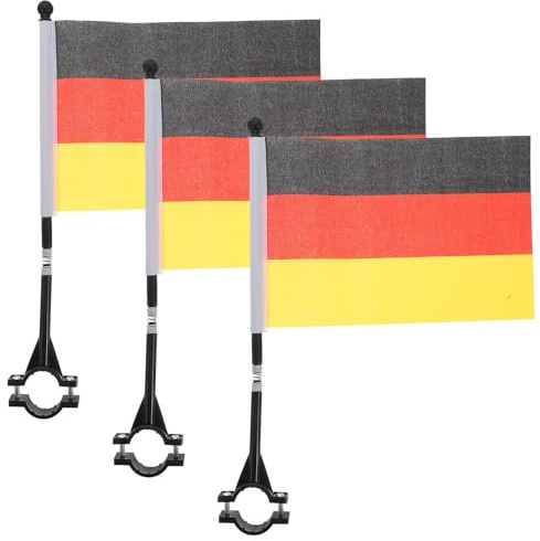 CIYODO 3 unidades de banderas de bicicleta de Alemania, duraderas, visibles, decoración para manillar de bicicleta, versátil, se puede utilizar como bandera decorativa de seguridad