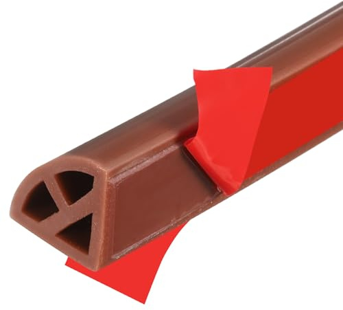 QUARKZMAN 197 Pulgadas Moldura Flexible Cuarto Ronda Moldura Flexible Silicona Autoadhesiva Con Pegamento Doble Cara Para Barrera Agua Ducha Para Piso Esquina Bañera, Marrón