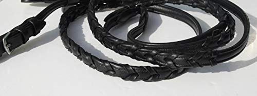 Rhinegold Riendas con Cordones de Cuero Softee, Color Negro