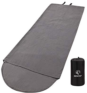 REDCAMP Soft Fleece Sleeping Bag Liner for Adult, Sleeping Bag Blanket with Hood for Camping Travel Hiking Backpacking Hotels Cold Weather, Grey