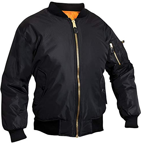 Rothco Womens MA-1 Flight Jacket - Black (US, Alpha, X-Small, Regular, Regular, Black)