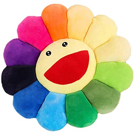 BestTas Sonnenblumen-Plüschkissen in Blumenform, 43,2 cm, Sonnenblumenkissen, Sofa, Stühle, Bodenkissen für Kinder, zum Lesen, Fernsehen, Schlafzimmer, Dekoration (Regenbogen)