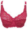 Kissa Soutien Gorge Bonnets C Dentelle Rose Fushia décolleté Triangle Lingerie Femme (90C)