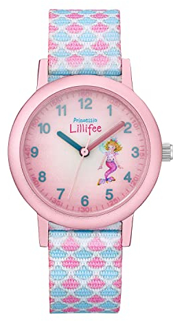 Prinzessin Lillifee Armbanduhr Mädchen Kinder Quarzuhr Analog, mit Textil Armband, 3 bar Wasserdicht, Kommt in Uhren Geschenk Box