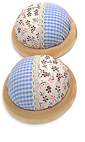 ANCLLO 2 pièces aiguille épingle coussin polka citrouille poignet bande épingles coussins portable aiguille coussin pour couture (Bleu)
