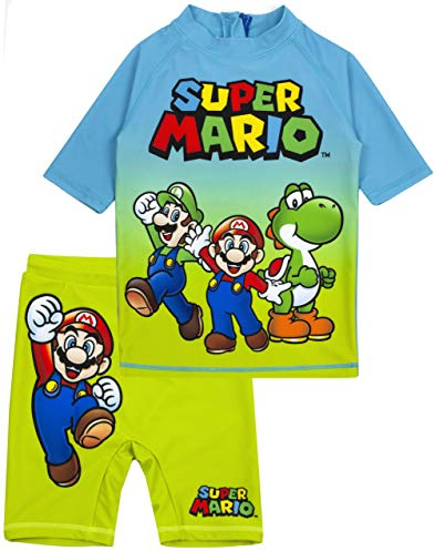 Super Mario Traje de baño Boys UV50 Sol Safe Dos Piezas Top & Shorts Disfraz 5-6 años