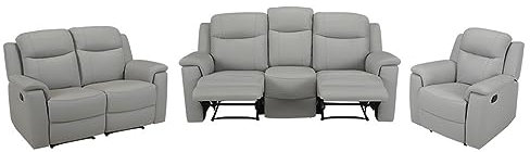 Vente-unique-Ledergarnitur Relax 3+2+1 - Hellgrau - Evasion