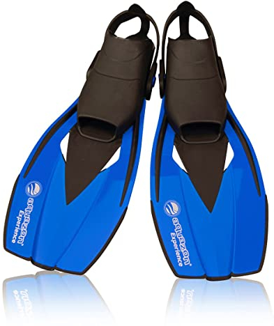 AQUAZON Flossen Experience, verstellbare Flossen, Schnorchelflossen, Taucherflossen, Schwimmflossen für Kinder und Erwachsene zum Schnorcheln, Schwimmen, Farbe:Blue, Größe :36-41