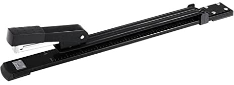 AMONG Durable Staplers Office Stapler Long Arm Stapler 20 Pages A3 Binding Stationery Built-in Ruler and Adjustable Locking Paper Guide for Office Or Desk Paper Stapler (Color : Black)