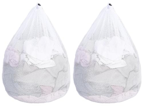 Sacchetti per Biancheria Grandi, 2 Pezzi Di Sacchetti Di Biancheria In Maglia BiancaSacchetti,60 * 80cm Reti Per Lavatrice, Sacchetti Di Rete per copripiumino, vestiti grandi (bianco)