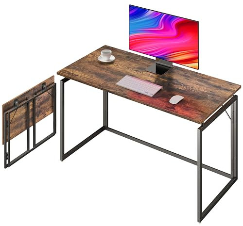 alawooder Folding Desk - 39.4” Wood Top Foldable Desk for Small Spaces | No Assembly Required Compact Desk for Home Office, Writing, and Study