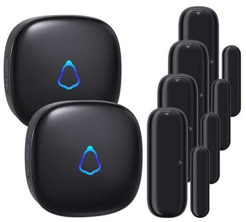 METAK Door Chime, Wireless Door Open Contact Sensor Alarm with 500 FT Range, 58 Chimes and 5 Volume Levels for Business/Store/Home/Office When Entering, 4 Transmitters + 2 Plug-in Receivers