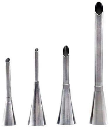 4 Stainless Steel Pastry Piping Piping Nozzles for Cupcakes, Injection Syringe Puffs, Cream Nozzle, Pastry Accessory, Piping Tools for Pastry Decoration, with Cleaning Brush