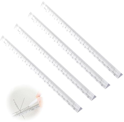 4 Pezzi Righello Triangolare, Plastica Righello Triangolare,Pezzi Righello di Plastica,15 cm Righelli Trasparenti Righello Dritto Strumento per la Scuola l'ufficio la Casa