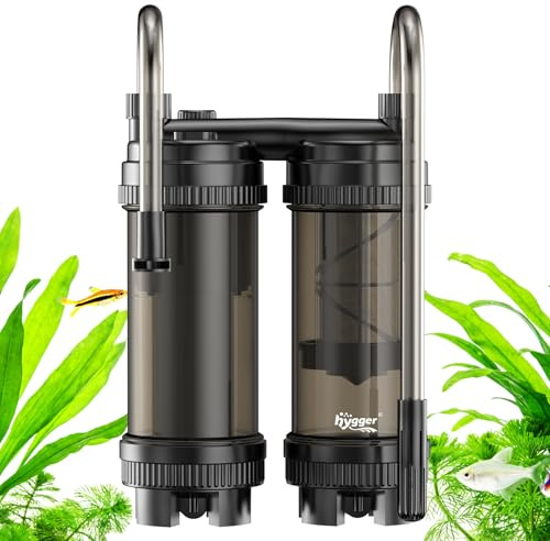 hygger Filtro esterno per acquario, 9 W, doppio flusso, 450 l/h, da appendere, per raccolta di scarichi di rifiuti per acquari d'acqua dolce e salata da 27-74 litri