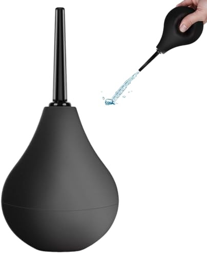 IWIDYA 1 Pezzi Doccia Anale Uomini e Donne, clistere per pulizia intestino，Silicone Enema Douche, Peretta rettale adulti per il lavaggio, Per Anale e Vaginale Pulizia (Nero-89ml)